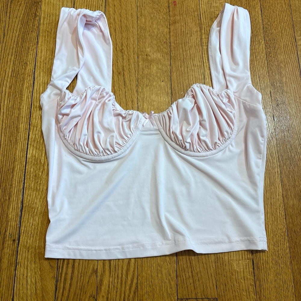 Princess Polly Pastel Pink Ruched Underwire Crop Top